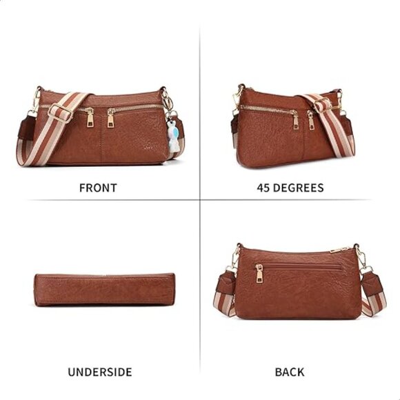 NEW! Trendy Faux Leather Purse/Crossbody/Shoulder Bag w/Detachable Woven Strap - Picture 6 of 13